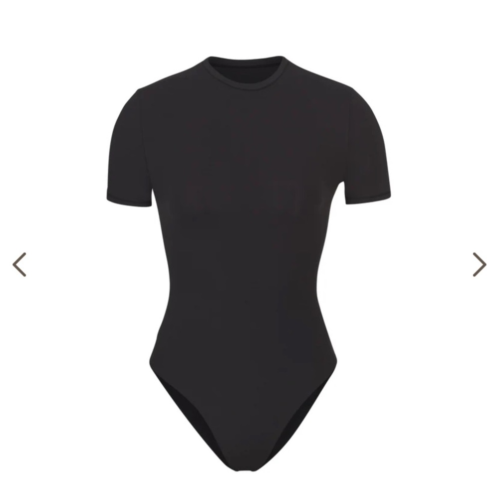 SKIMS Black Short Sleeve Bodysuit